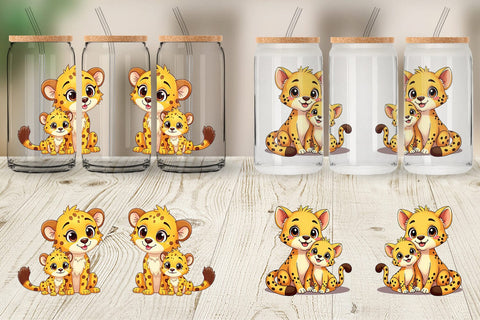 Glass Can Cheetah Mother's Day Sublimation artnoy 