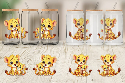 Glass Can Cheetah Mother's Day Sublimation artnoy 