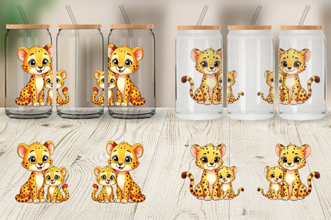 Glass Can Cheetah Mother's Day Sublimation artnoy 