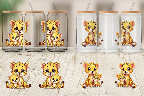 Glass Can Cheetah Mother's Day Sublimation artnoy 