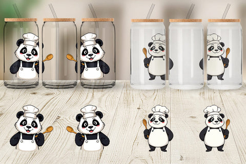 Glass Can Chef Panda Sublimation artnoy 