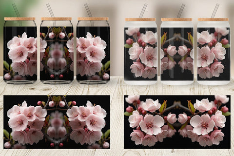 Glass Can Cherry Blossom Sublimation artnoy 