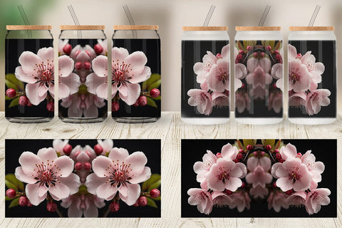 Glass Can Cherry Blossom Sublimation artnoy 