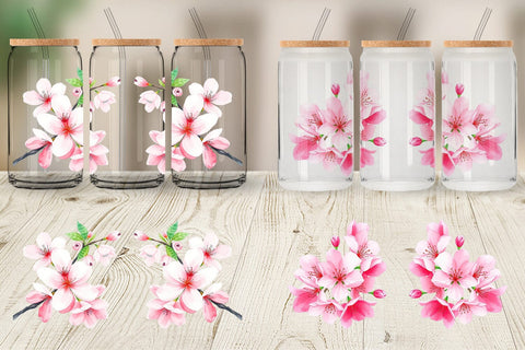 Glass Can Cherry blossoms Sublimation artnoy 