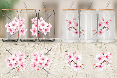 Glass Can Cherry blossoms Sublimation artnoy 