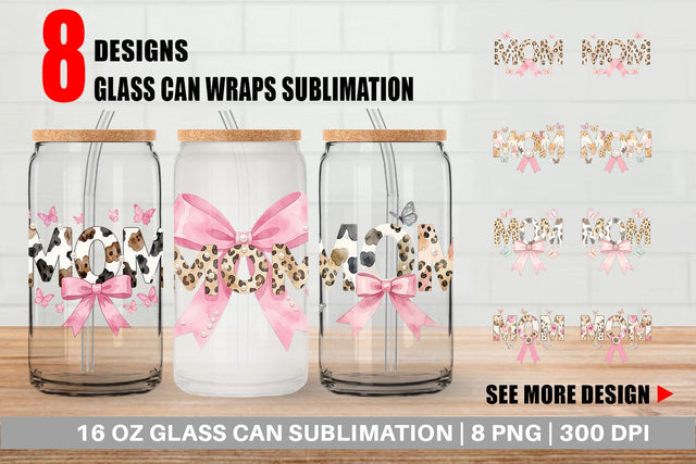 Glass Can Chic Animal Print MOM Watercolor Sublimation artnoy 