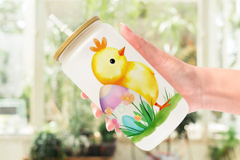 Glass Can Chick and Egg Sublimation artnoy 
