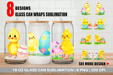 Glass Can Chick and Egg Sublimation artnoy 