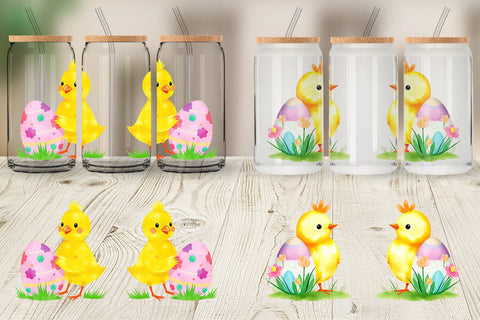 Glass Can Chick and Egg Sublimation artnoy 