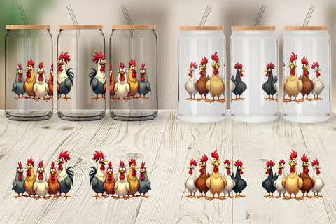 Glass Can Chicken Emotion Sublimation artnoy 