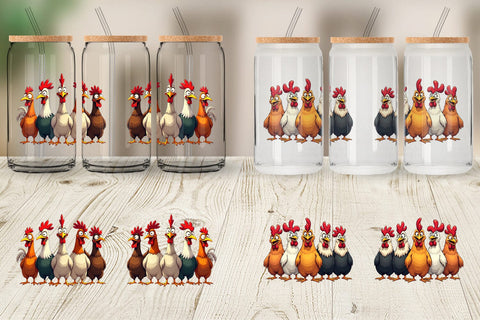 Glass Can Chicken Emotion Sublimation artnoy 