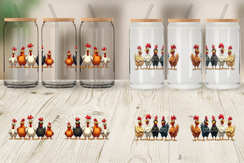 Glass Can Chicken Emotion Sublimation artnoy 