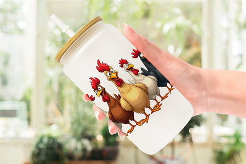 Glass Can Chicken Emotion Sublimation artnoy 