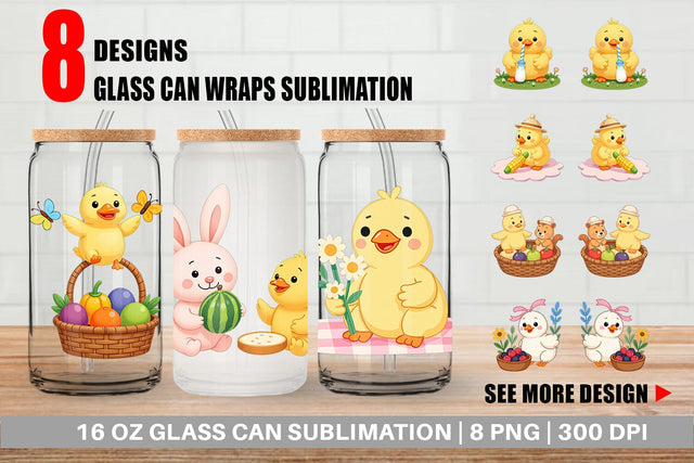 Glass Can Chicken Picnic Day Sublimation artnoy 
