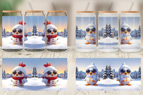 Glass Can Chicks Christmas Sublimation artnoy 