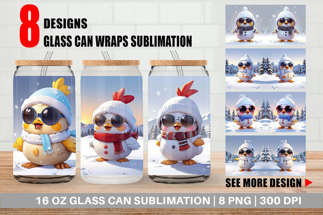 Glass Can Chicks Christmas Sublimation artnoy 