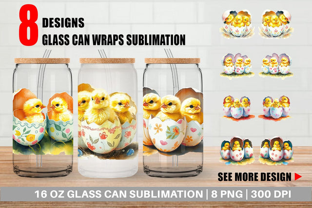 Glass Can Chicks in Eggs Sublimation artnoy 