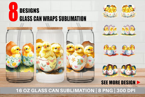Glass Can Chicks in Eggs Sublimation artnoy 