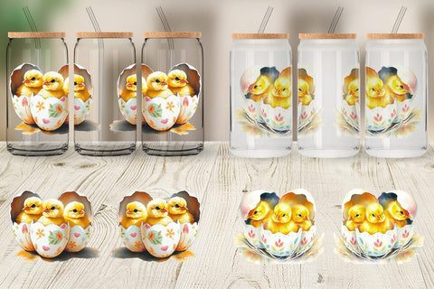 Glass Can Chicks in Eggs Sublimation artnoy 