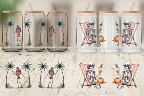 Glass Can Chill Summer Skeletons Sublimation artnoy 