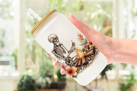 Glass Can Chill Summer Skeletons Sublimation artnoy 