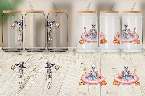 Glass Can Chill Summer Skeletons Sublimation artnoy 