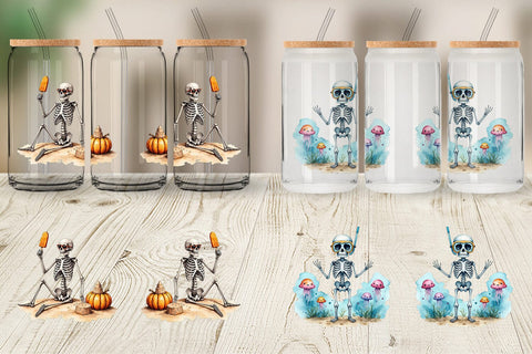 Glass Can Chill Summer Skeletons Sublimation artnoy 