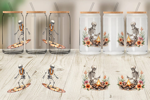 Glass Can Chill Summer Skeletons Sublimation artnoy 