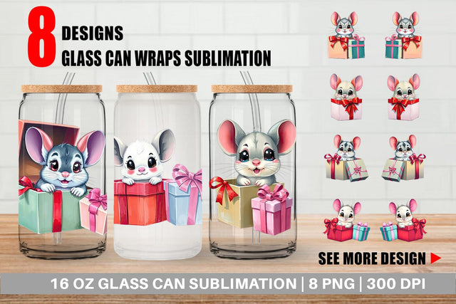 Glass Can Chinchilla Gift Sublimation artnoy 