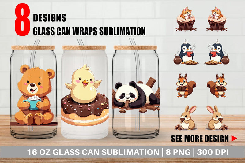Glass Can Chocolate Animals Sublimation artnoy 