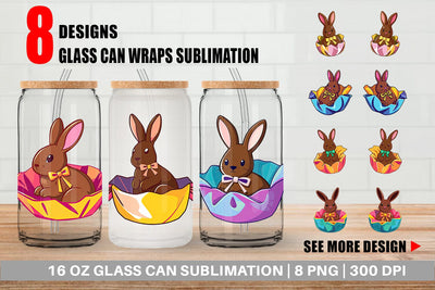 Glass Can Chocolate Bunny Sublimation artnoy 