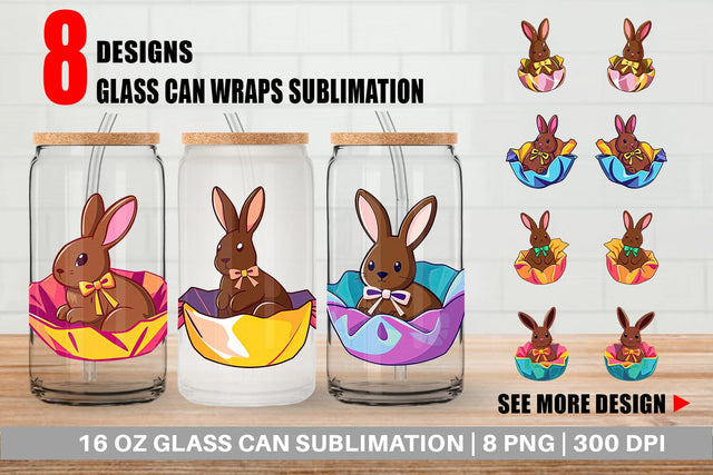 Glass Can Chocolate Bunny Sublimation artnoy 