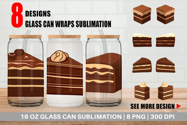 Glass Can Chocolate Cake Slice Sublimation artnoy 