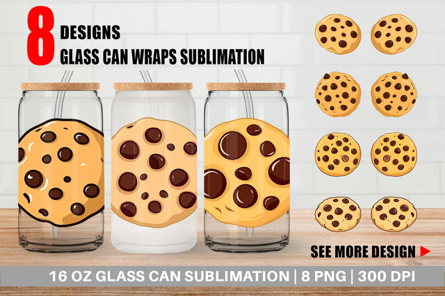 Glass Can Chocolate Chip Cookie Sublimation artnoy 
