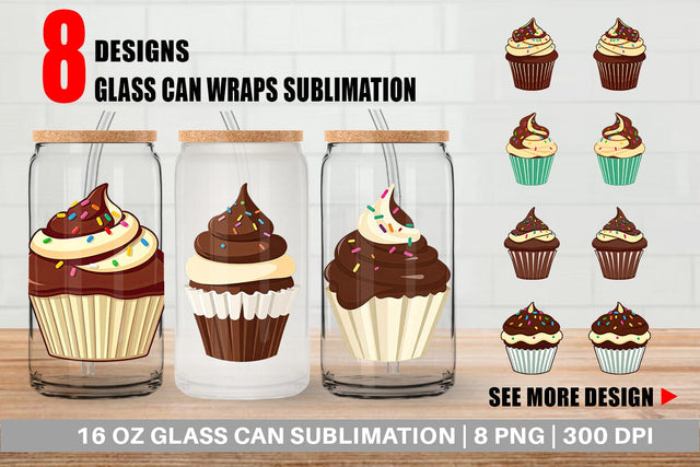 Glass Can Chocolate Cupcake Sublimation artnoy 