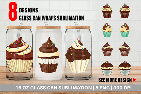 Glass Can Chocolate Cupcake Sublimation artnoy 