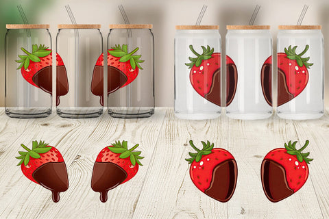 Glass Can Chocolate Dipped Strawberry Sublimation artnoy 