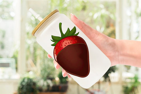 Glass Can Chocolate Dipped Strawberry Sublimation artnoy 