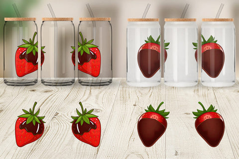Glass Can Chocolate Dipped Strawberry Sublimation artnoy 