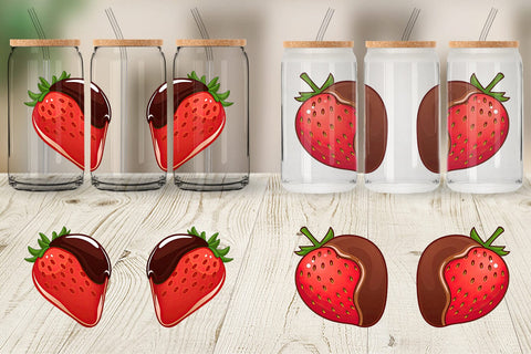 Glass Can Chocolate Dipped Strawberry Sublimation artnoy 