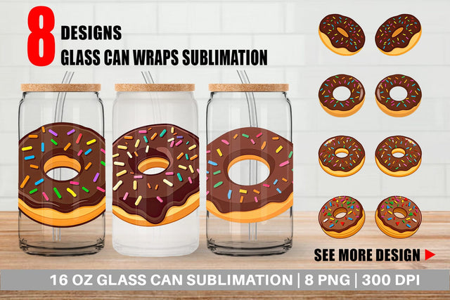 Glass Can Chocolate Donut Sublimation artnoy 