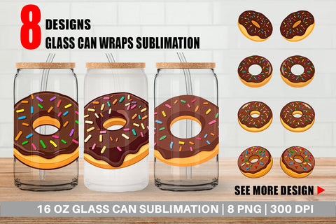Glass Can Chocolate Donut Sublimation artnoy 
