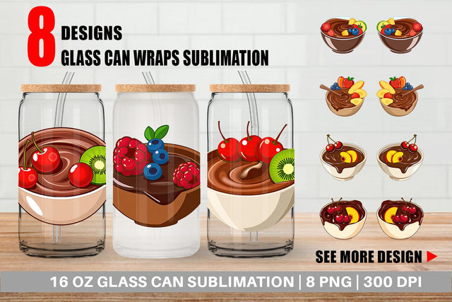 Glass Can Chocolate Fondue Sublimation artnoy 