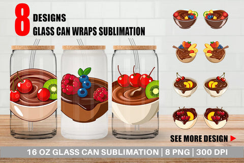 Glass Can Chocolate Fondue Sublimation artnoy 
