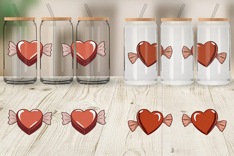 Glass Can Chocolate Heart Sublimation artnoy 