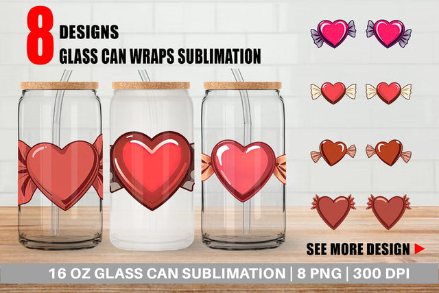 Glass Can Chocolate Heart Sublimation artnoy 