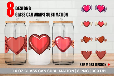 Glass Can Chocolate Heart Sublimation artnoy 