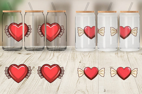 Glass Can Chocolate Heart Sublimation artnoy 