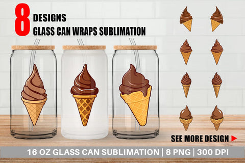 Glass Can Chocolate Ice Cream Sublimation artnoy 