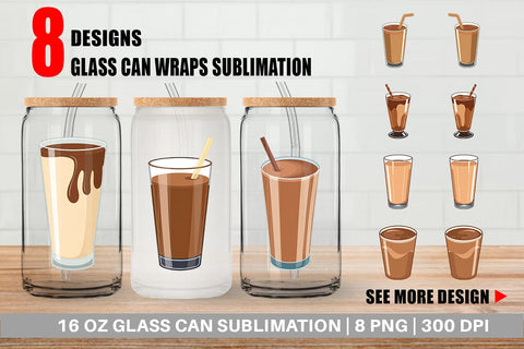 Glass Can Chocolate Milk Glass Sublimation artnoy 